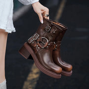retro women's ankle motorcycle boots, view 6 - MRSLM