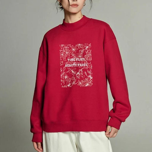 winter floral plush sweatshirt for women - MRSLM
