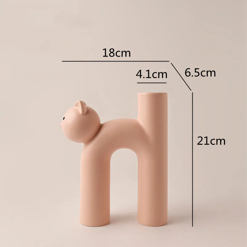 cathead ceramic tube vase, view 4 - MRSLM