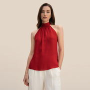 women's silk halter tank top, view 2 - MRSLM