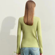 asymmetrical diagonal v-neck slim sweater, view 10 - MRSLM
