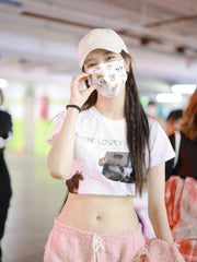 cat letter print crew neck cotton t-shirt, view 5 - MRSLM