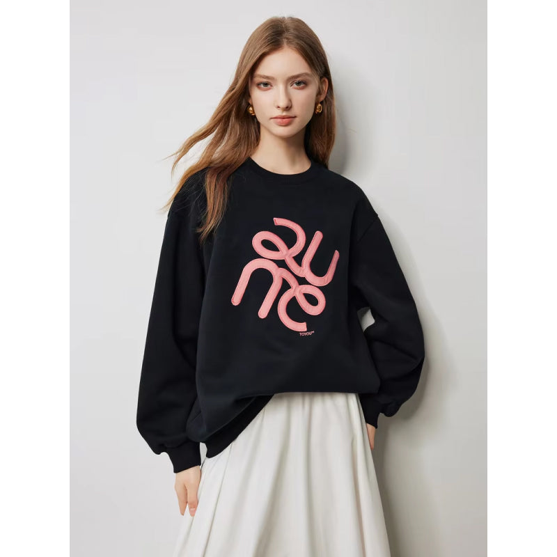 embroidered pullover sweatshirt, view 3 - MRSLM