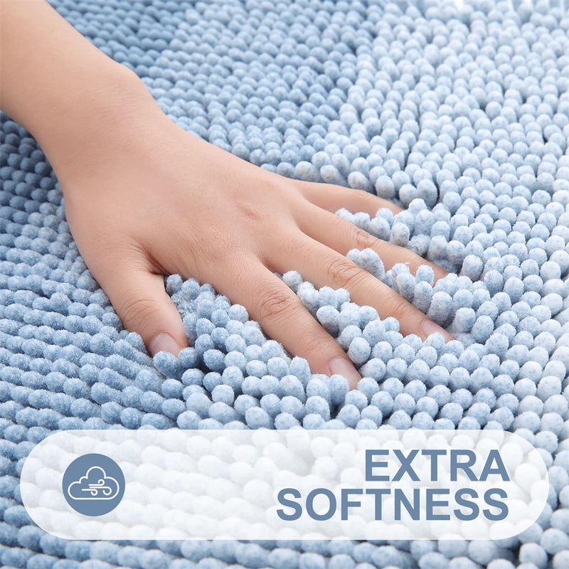 chenille striped bath mat, view 4 - MRSLM
