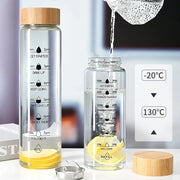 glass water bottle with time marker, view 6 - MRSLM