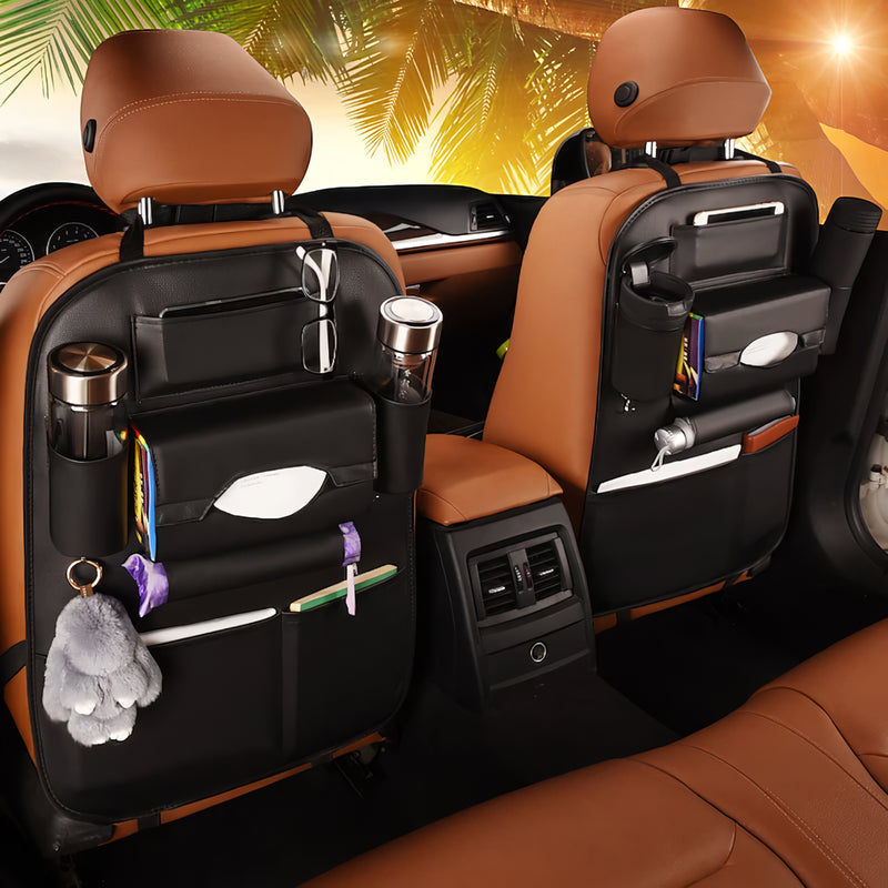 PU leather car back seat organizer, view 6 - MRSLM