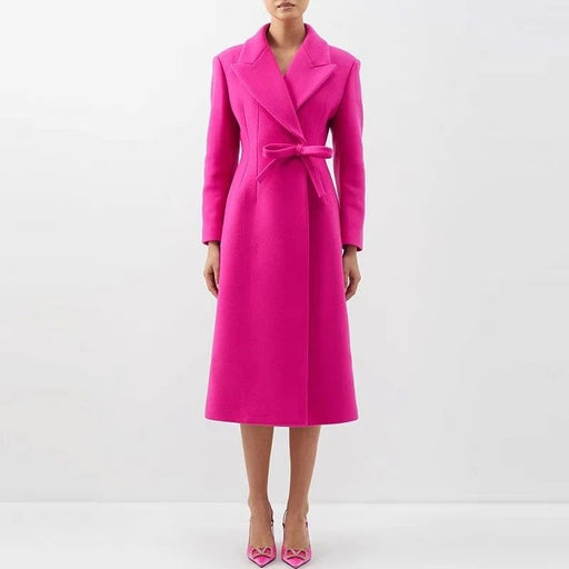 women's rose pink woolen coat, view 2 - MRSLM