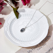 geometric black crystal silver pendant, view 3 - MRSLM