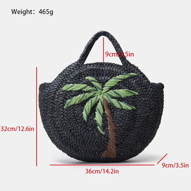 Embroidered straw tote bag, view 7 - MRSLM