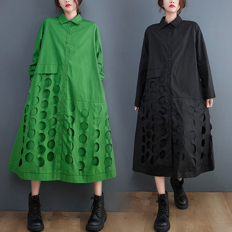 women's mid-length loose cotton shirt coat - MRSLM