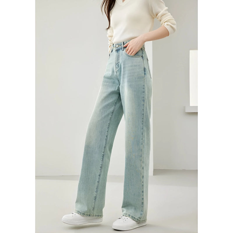 high waist wide leg denim pants, view 5 - MRSLM