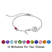 crystal birthstone flower bracelet, view 2 - MRSLM