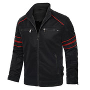 mens stand collar brushed pu leather jacket, view 2 - MRSLM
