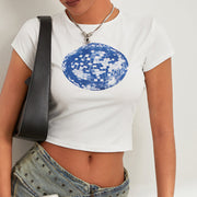 floral disco ball print T-shirt, view 7 - MRSLM