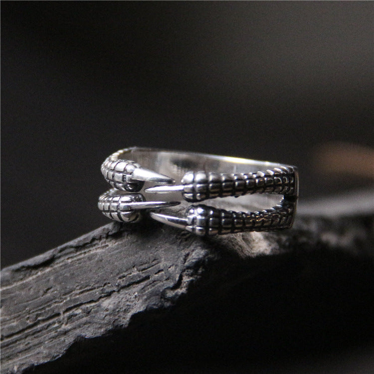 men's silver dragon claw ring - MRSLM