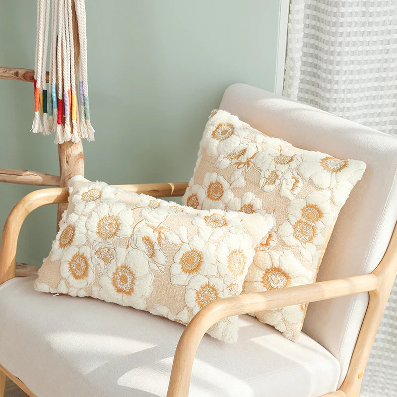 floral embroidered cushion cover, view 7 - MRSLM