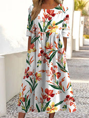 women's printed short sleeve dress, view 10 - MRSLM