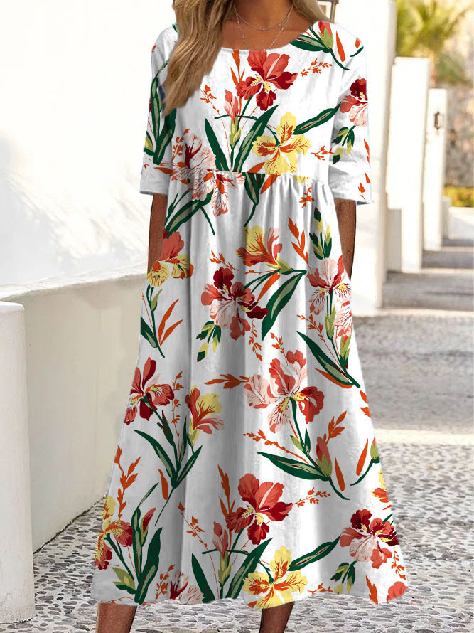 women's printed short sleeve dress, view 10 - MRSLM
