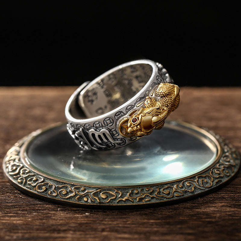 men's silver pixiu ring, view 2 - MRSLM