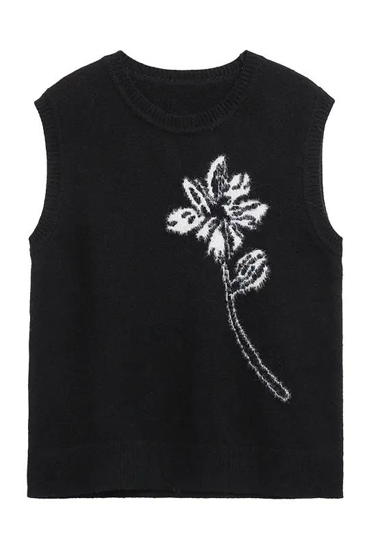 Women's black sweater vest, view 2 - MRSLM