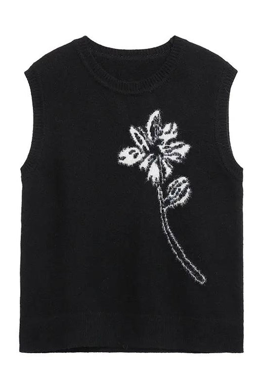 Women's black sweater vest, view 2 - MRSLM