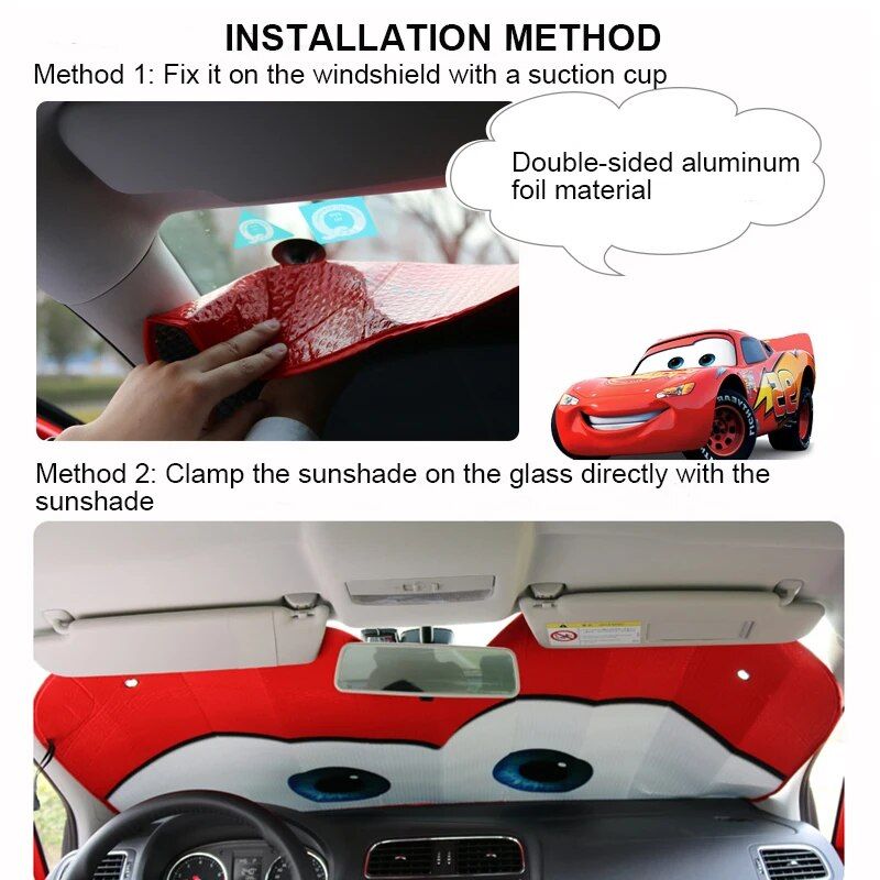 Aluminum Foil Car Sunshade with Heated Eyes Design – Windshield Solar Protector