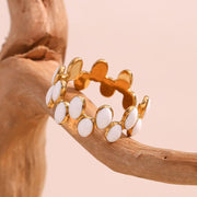 adjustable white enamel oval ring - MRSLM