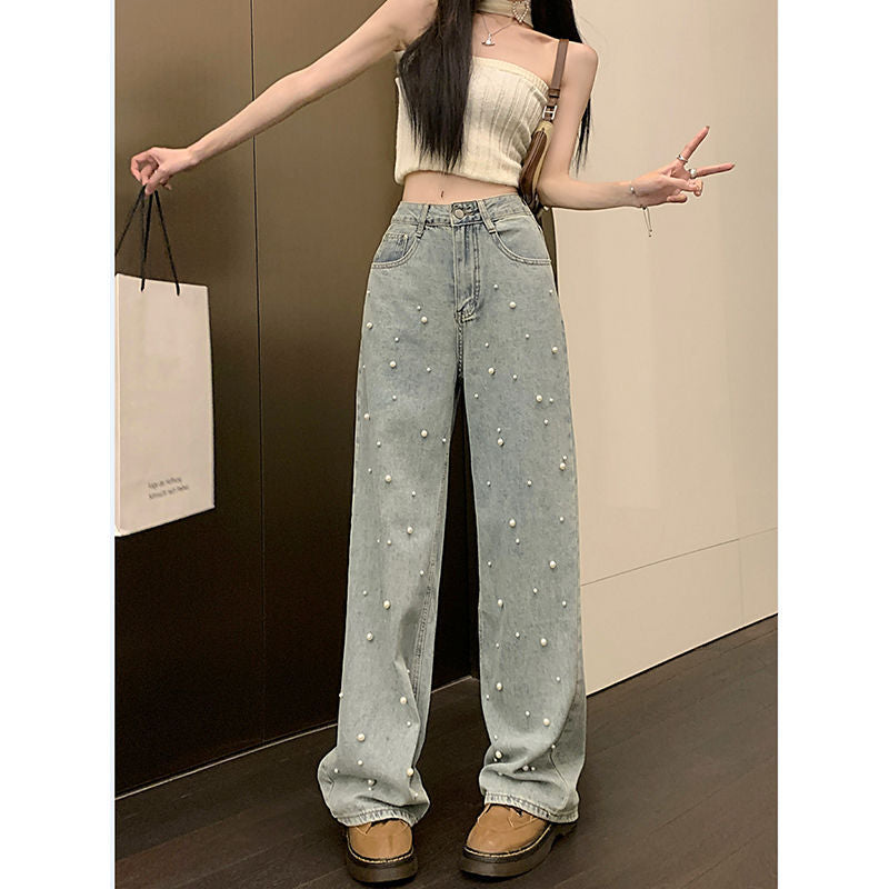 Women's Summer High Waist Straight Wide Leg Jeans