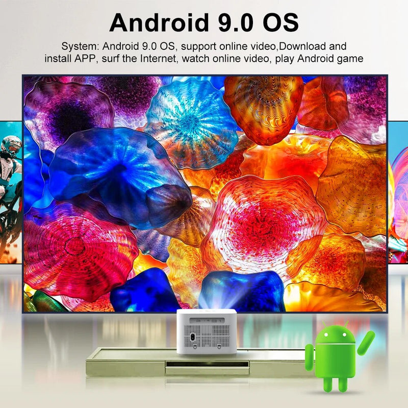 HD 1080P 4K Video Portable Projector with 5G WIFI & Android