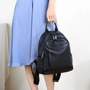 black cowhide leather backpack, view 7 - MRSLM