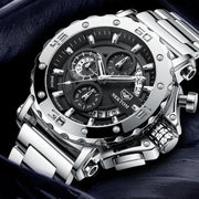 men's heavy steel band luminous quartz watch, view 2 - MRSLM