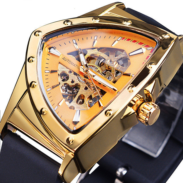 men's skeleton automatic watch silicone strap, view 2 - MRSLM