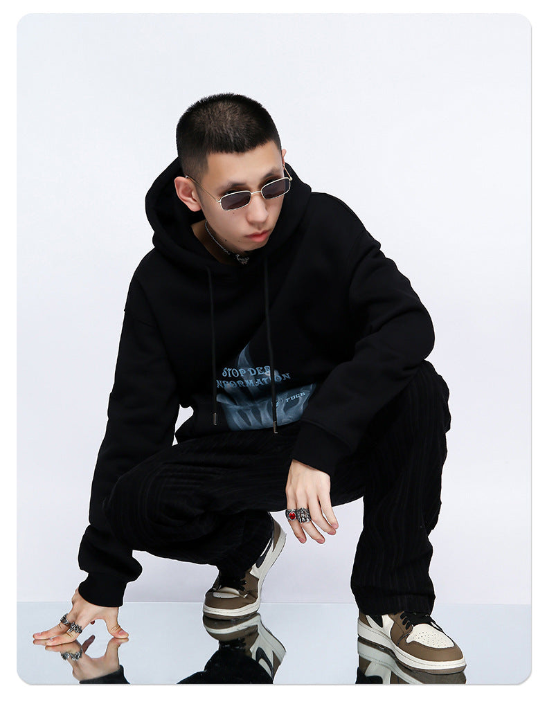 Men's skull finger print hoodie, view 5 - MRSLM