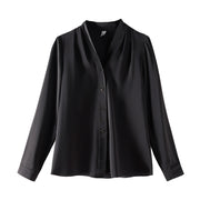 women's long sleeve v-neck loose shirt, view 4 - MRSLM