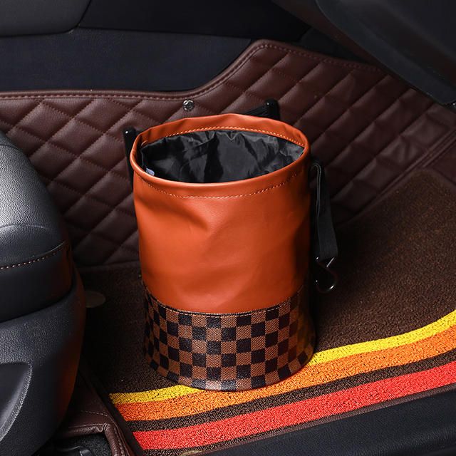 Foldable leather car trash can - MRSLM
