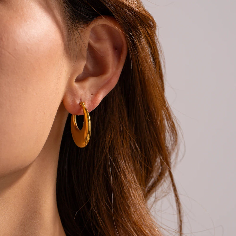 u-shaped stainless steel hoop earrings, view 4 - MRSLM