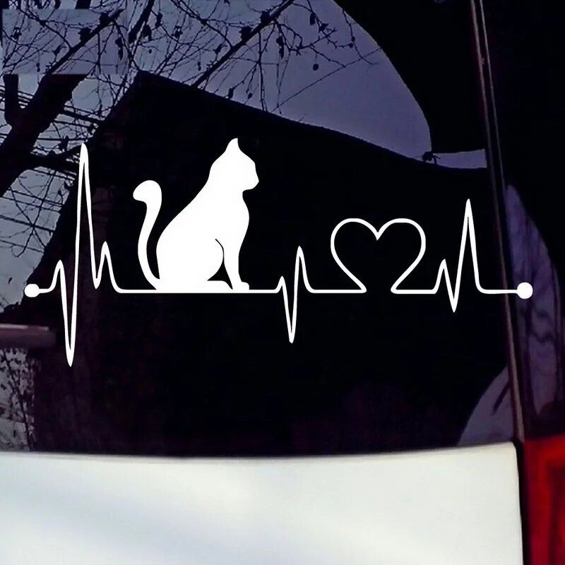 cat electrocardiogram car decal, view 3 - MRSLM