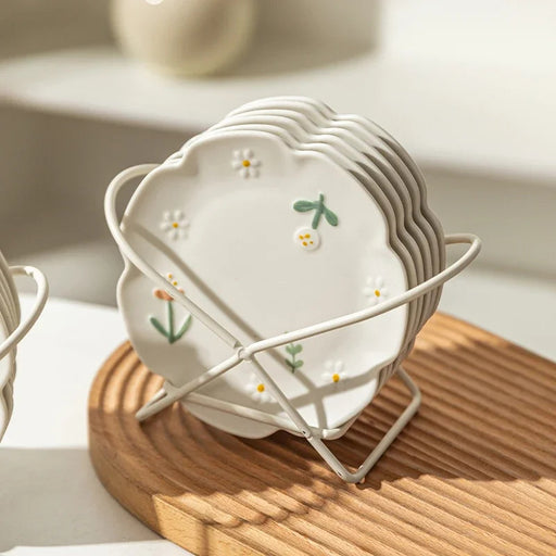 daisy design ceramic plates set - MRSLM