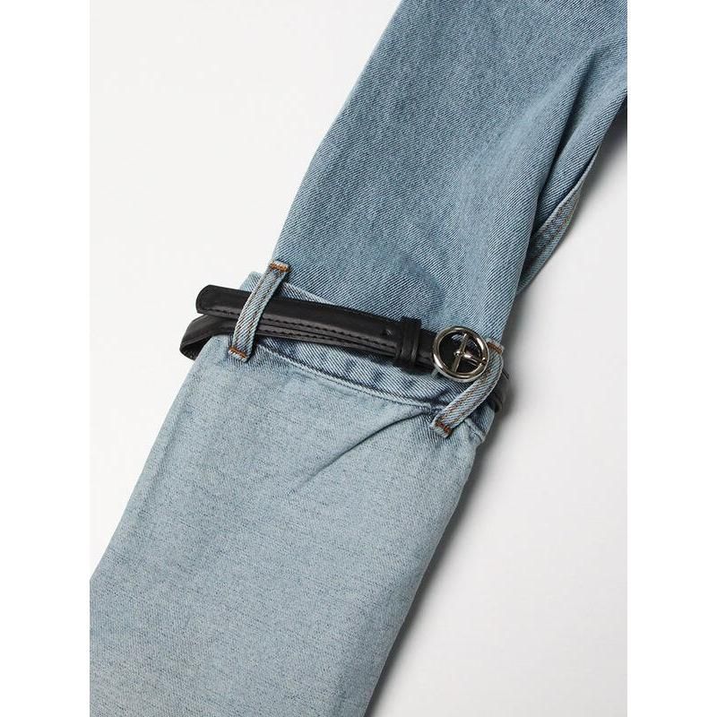 Short denim jacket with belt, view 7 - MRSLM