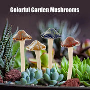 4-piece ceramic garden mushroom ornaments, view 3 - MRSLM