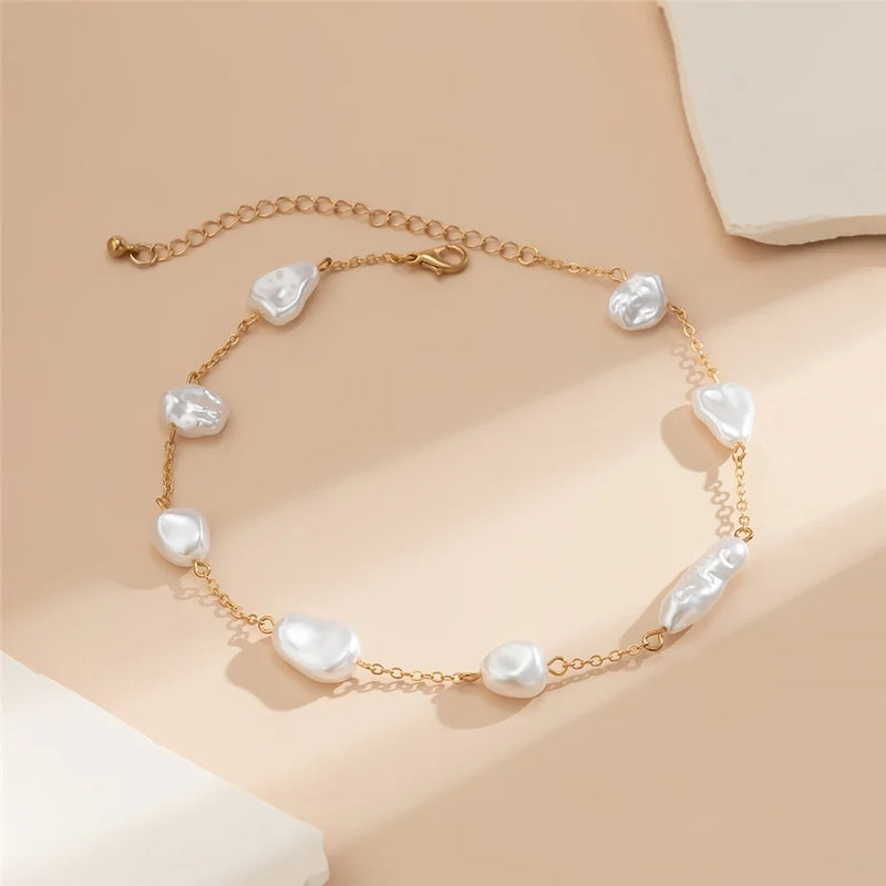 pearl clavicle chain necklace, view 6 - MRSLM
