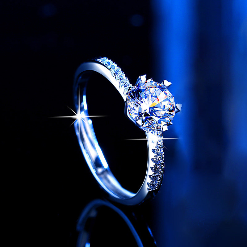 moissanite silver adjustable ring, view 4 - MRSLM