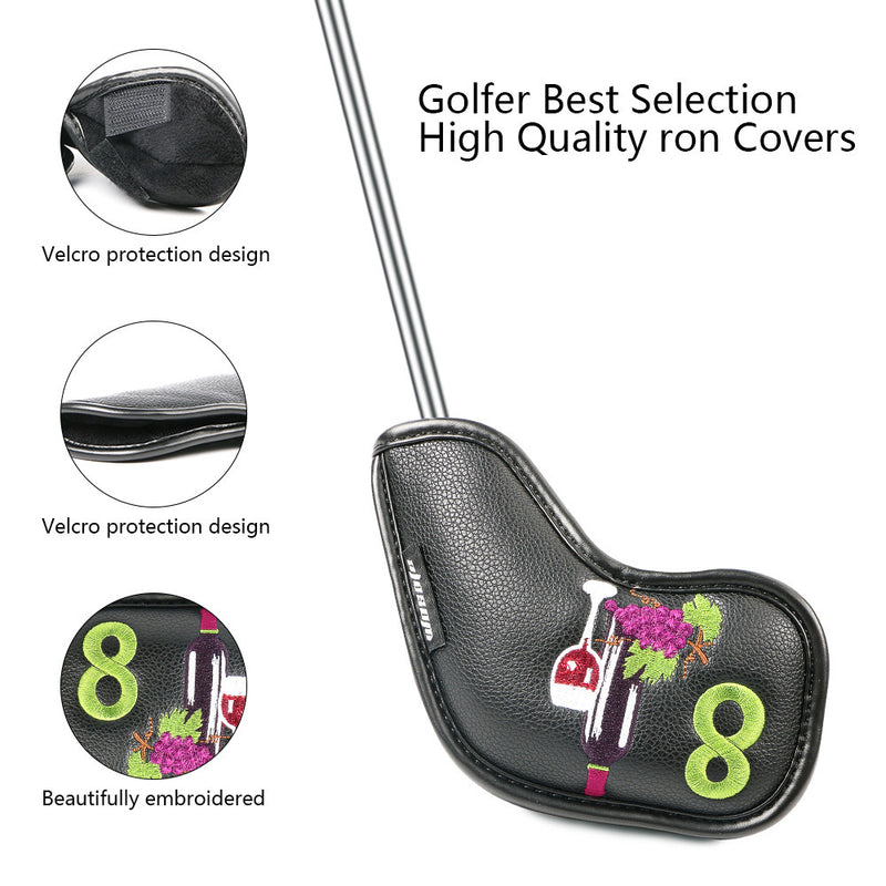 golf iron head cover with wine glass pattern, view 10 - MRSLM