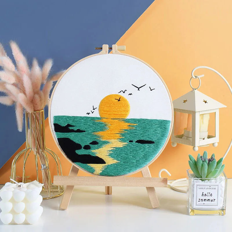 diy floral embroidery kit, view 2 - MRSLM