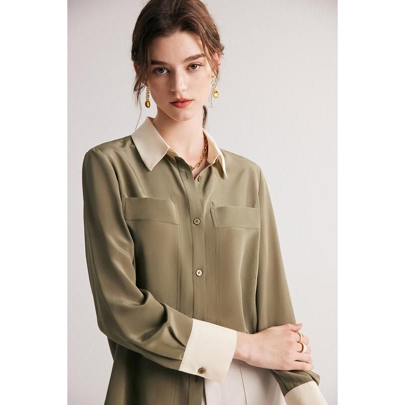 Chic Silk Crepe De Chine Dress Shirt for Women