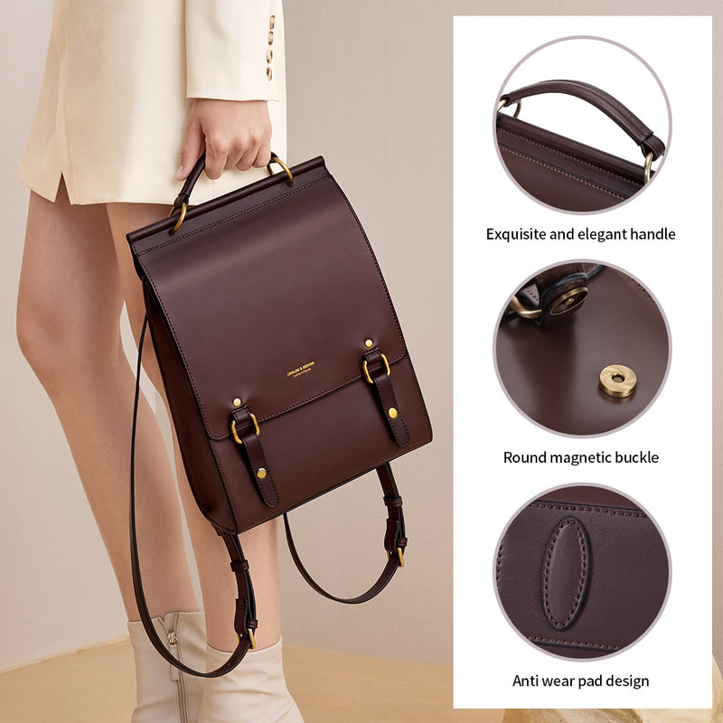 women's vintage leather backpack purse, view 4 - MRSLM