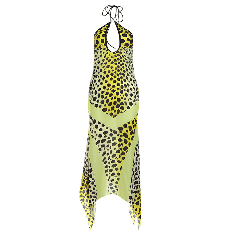 yellow halter backless dress, view 6 - MRSLM
