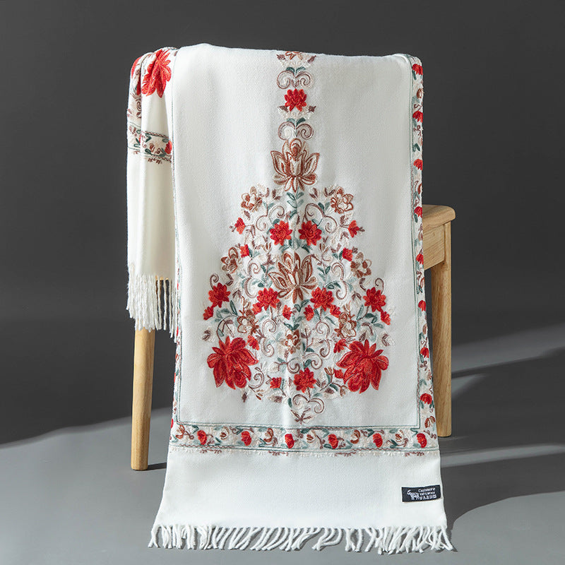 embroidered knitted shawl, view 8 - MRSLM