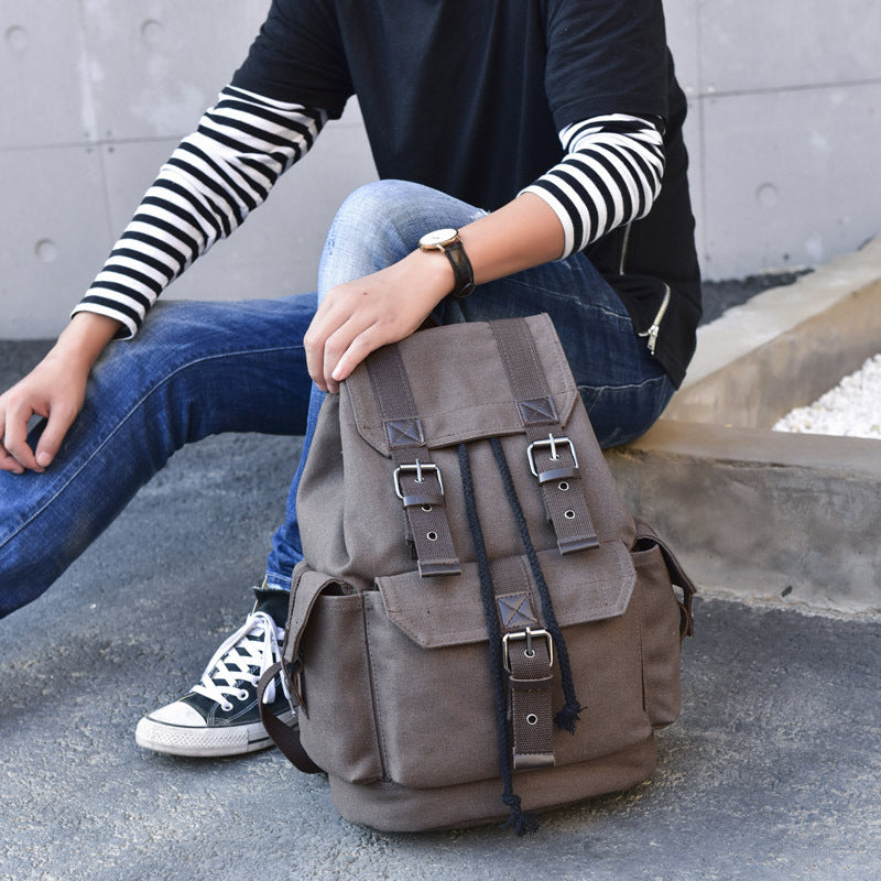 retro canvas large capacity backpack - MRSLM