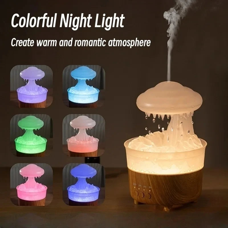 Rain Cloud Night Light Humidifier With Raining Water Drop Sound And 7 Color Led Light Essential Oil Diffuser